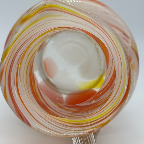 Vintage Italian Blown Glass Pitcher in the Manner of Murano Orange Red Yellow - Picture 6 of 7